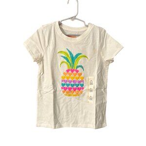 NWT Girls' S (6/7Short Sleeve Pineapple Graphic T-Shirt - Cat & Jack Relaxed Fit